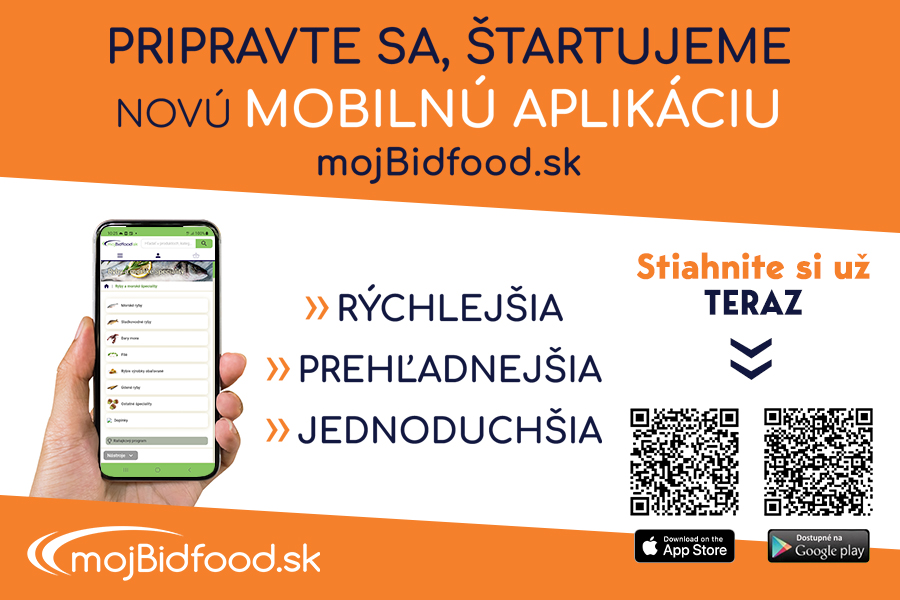 Mobilné aplikácie mojBidfood.sk | QR kódy na Google Play a App Store