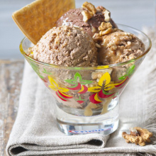 Zmrzlinový pohár Rande orieškov a čokolády (zmrzliny vlašský orech a čokoládová)